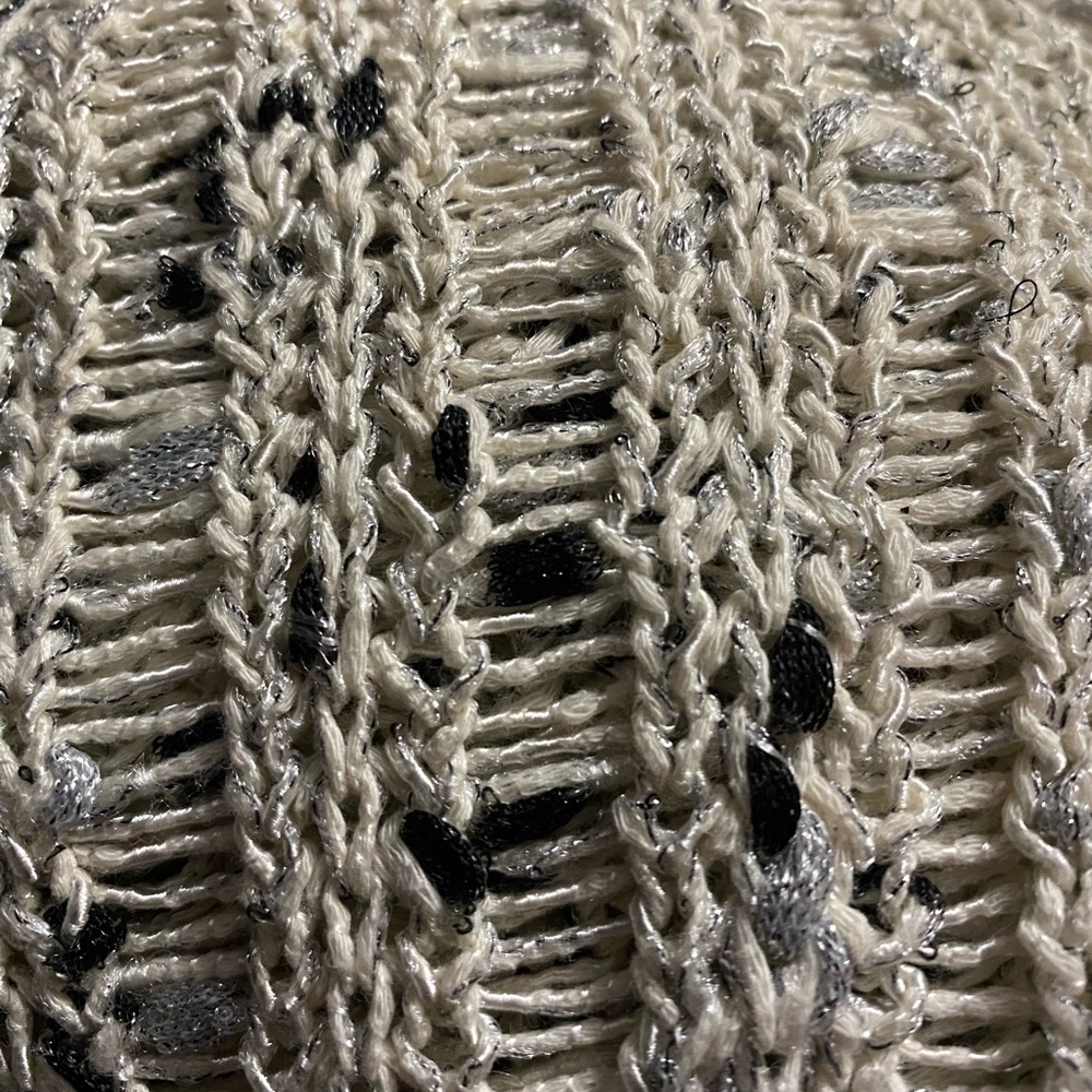 INC Crochet Sweater, Long Sleeve, Neutral, Metallic, Sz S, Cotton, Timeless - Picture 2 of 9